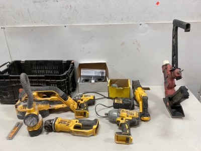 Assortment Of Dewalt Tools, Parts, And More