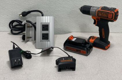 Black + Decker 20V Li-ion Drill with Battery and Charger