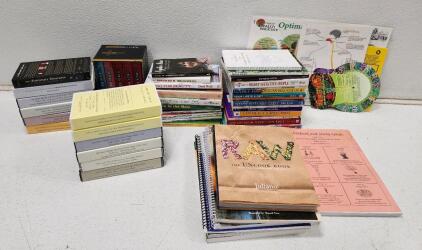 (34) Assorted Paperback And Spiral Books (17) Assorted VHS Tapes And More