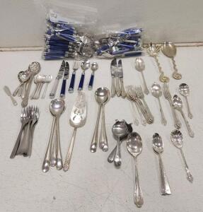 Assorted Stainless Steel And Silver Plated Utensils