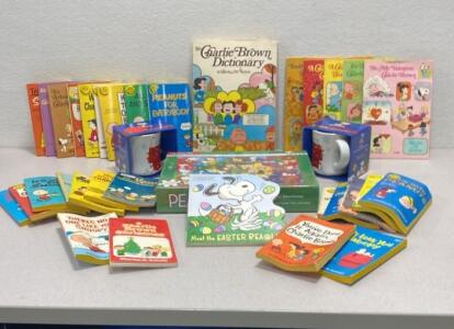 Lot of Charlie Brown and Peanuts Collection / Unwrapped Christmas Puzzle (2) Snoopy Mugs / Books