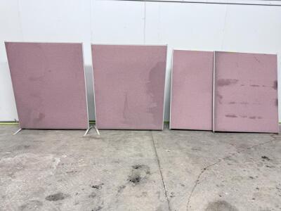 Light Pink Office Partition Panels, Freestanding, 6 ft x 4 ft, Set of 4