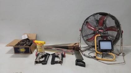 Assorted Tools and Equipment: PowerFist Fan, Craftsman Nail Guns