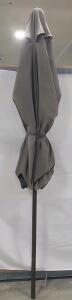 Grey Patio Umbrella, Metal Pole, Polyester Canopy, 9 ft Diameter