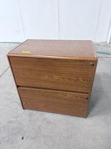 Brown Wooden 2-Drawer Filing Cabinet with Locking Mechanism