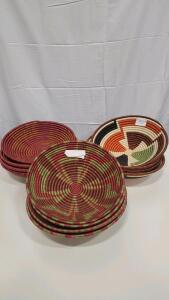 (12) Assorted Woven Wall Hanging Baskets
