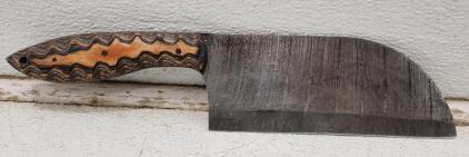 (1) Damascus Steel Chef Cleaver Knife With Wood Handle