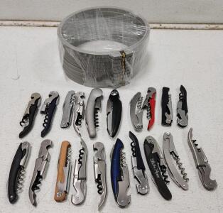(10) Happy Embroidery Machine Embroidery Frames (20) Assorted Wine Bottle Cork Screws