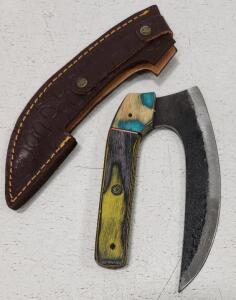 (1) Carbon Steel Wood Handle Ulu Knife