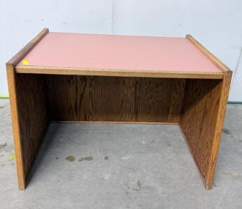Oak Desk with Pink Laminate Top, 48x24x30 Inches, No Drawers