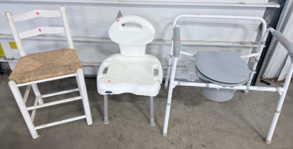 Guardian Bariatric Folding Commode, Wood Chair & Plastic Shower Chair