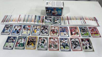 Assorted Lot Of 2025 Donruss Football cards including Big Names Like John Jefferson Eric Dickerson Warren Moon Tony Dorsett, All Stars , Hall Of Fame Players & More