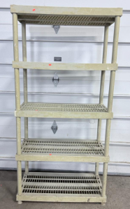 5-Shelf Beige Plastic Shelving Unit, Approx. 36x24x72 Inches