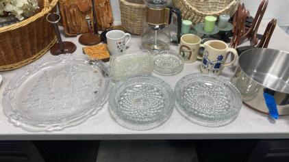 Baskets / Glass Platter / Leather Tool Belt