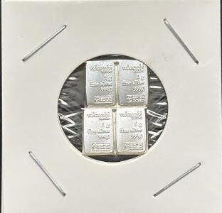 Valcambi Suisse 1g Fine Silver Bars, 999.0 Purity, Set of 4, Switzerland