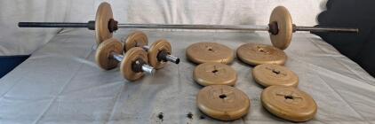 (1) Weighted Bar, (2) Dumbell Bars & (6) Pairs Of Weights