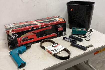 Makita Cordless Drill, Lamininate Cutter, Drive Belt, & Trash Can