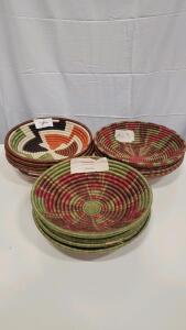 (12) Assorted Woven Wall Hanging Baskets