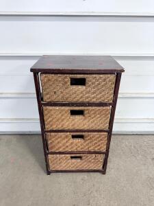 Wicker Drawer Storage Unit, 4 Drawers, 30" x 18" x 12", Dark Brown