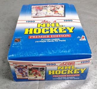 (1) NHL 1990 Score Hockey Trading Card Box - 36-Sealed Packs Of 15-Cards, Including HOFs, Rookies & Stars