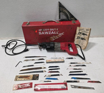 Corded Reciprocating Saw with Blades and Case, 120V, 10A *Tested, Works*