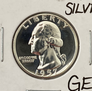 1957 GEM Proof Silver Washington Quarter