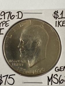 1976-D Type II MS65 GEM Ike Dollar