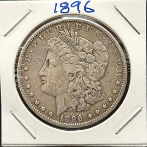 1896 Morgan Silver Dollar, 90% Silver, George T. Morgan Design