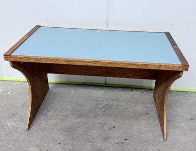 (1) Blue Top Wooden Desk - 48.5&rdquo;x24.5&rdquo;29.5&rdquo;