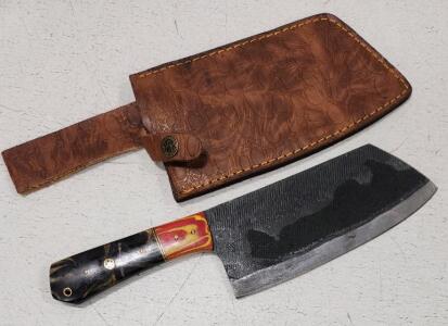 (1) Cold Steel Fixed Blade Cleaver With Wood And Resin Handle And Sheath