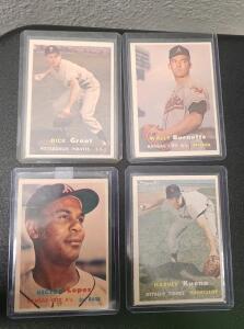(4) 1957 Topps Baseball Cards Including: Dick Groat, Harvey Kuenn, Wally Burnette And Hector Lopez!!!