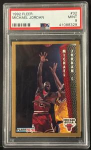 1992 Fleer Michael Jordan Basketball Card #32, PSA Mint 9, Serial #41088329