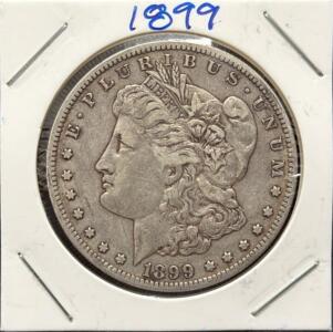 1899 Morgan Dollar, US Coin, 90% Silver, No Mint Mark