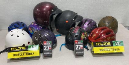 Helmets ((10) and Bike Tubes