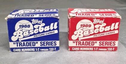 (1) 132-Count Box Of Topps 1988 "Traded" Series Baseball Trading Cards & (1) 132-Count Box Of Topps 1989 "Traded" Series Baseball Trading Cards