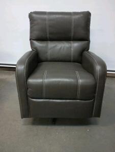 Dark Gray Leather Swivel Rocker
