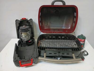 Backyard Grill Portable Barbecue Propane Grill, Coleman Propane Lantern In Plastic Carrying Case
