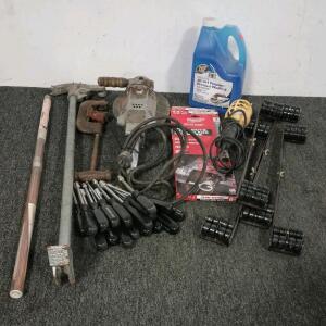 7" Heavy Duty 7" Grinder, Pipe Bender, R45 Brazing Rod, Number 2 Pipe Cutter, Hex Nut Driver Set, And More