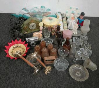 Agfa Isoflash-Rapid Camera, Vintage Glass Clock, Large Variety Of Figurines, Candle Holders, Crystal Dishes And More!