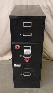 Black, Three-Drawer, Vertical Filing Cabinet. 41"x29"x15"