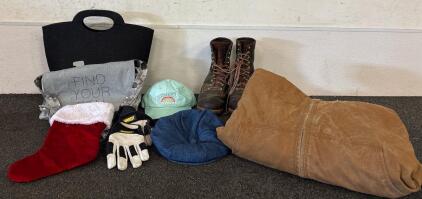 Various Clothing Including Large Cabellas Coat And Unknown Size Work Boots