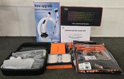 Personal Goods- Cordless Electric Lunchbox, Electric Cleaning Brush, Gaming Keyboard, Keyboard Cleaner, (2) Thermal Face Liners, (3) Electric Hand Warmers