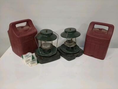 2 Coleman Propane Lanterns With Plastic Cover