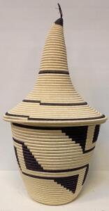 *New* Rwandan Handwoven Basket with Lid, Full Circle Exchange, 37" Tall 23" Wide
