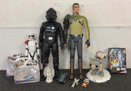 (1) Jakks Pacific Star Wars Rebel Kanan Jarrus Action Figure, (1) Star Wars TIE Fighter Pilot Action Figure, (1) Funko Star Wars: The Empire Strikes Back Pop! Luke Skywalker With Tauntaun Vinyl Bobble-Head, And So Much More!!