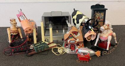 (1) EcoQuest International FreshAir Living Proof Simulator Technology Unit, (1) Folk Art Sculpture Of A Cow Made Out Of Metal, (1) Folk Art Sculpture Of A Pig Made Of Out Of Metal, And So Much More!!!