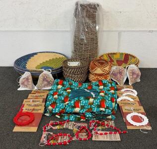 Artisan Goods Collection!! Including (1) Heart Of Haiti Woven Basket, (14) Handmade Baskets, (10) Ornaments, And So Much More!!