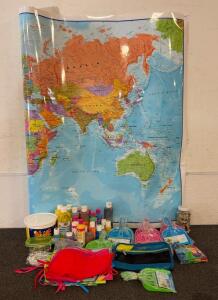 Home Learning Bundle!! Including (1) World Map Poster, Various Types Of Paint, Molding Clay, And So Much More!!