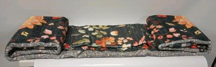 Keen Home Design 9x12 Rug - Machine Washable Area Rug with Non-Slip Backing Dark Gray With Floral Pattern