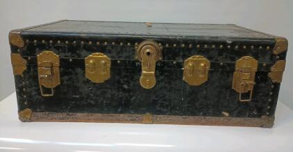 Vintage McBrine Baggage Vulcanized Steamer Trunk